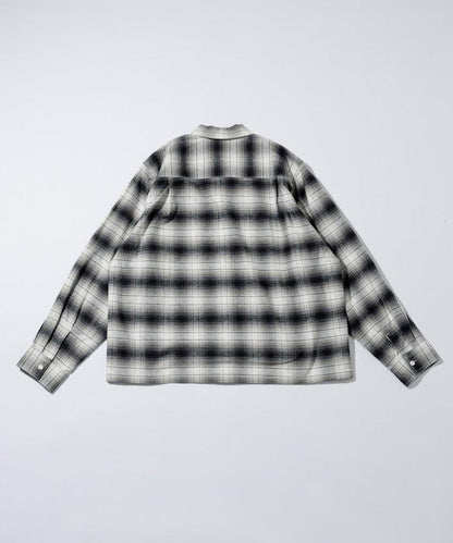 特別款法蘭絨九分袖工裝格子襯衫