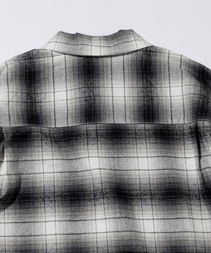 特別款法蘭絨九分袖工裝格子襯衫