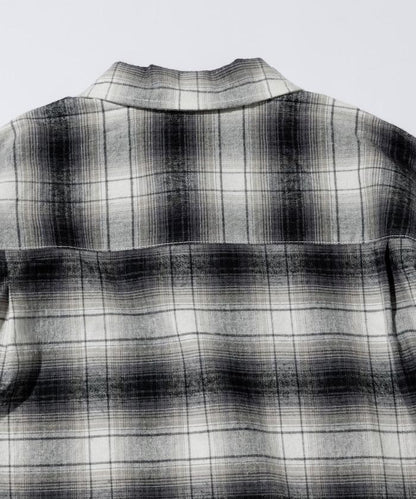 特別款法蘭絨九分袖工裝格子襯衫