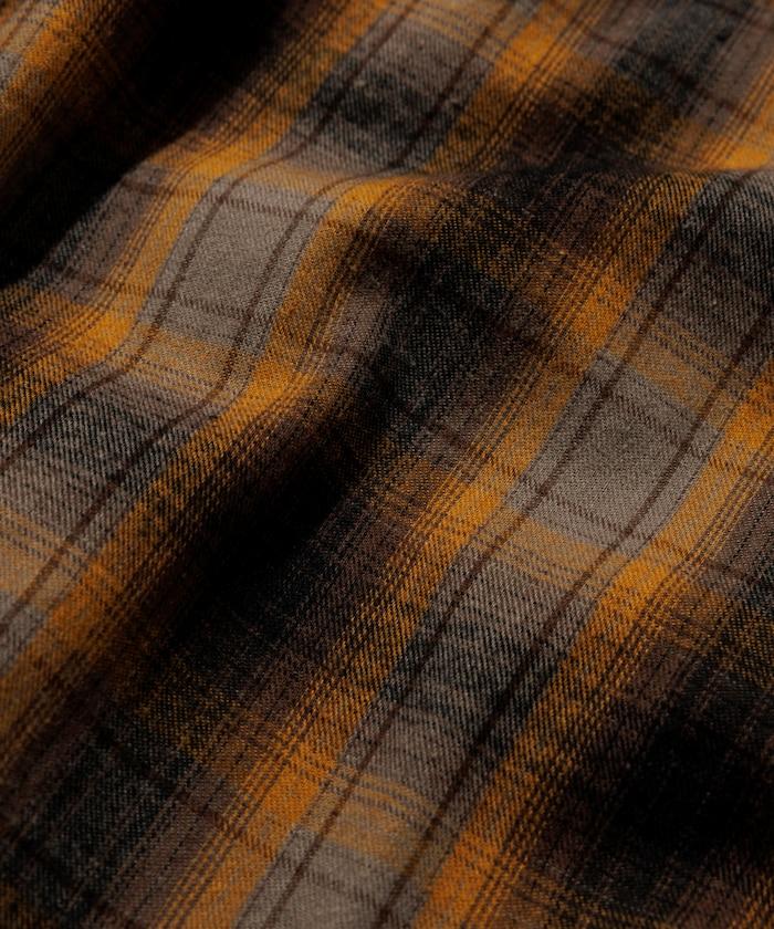 特別款法蘭絨九分袖工裝格子襯衫