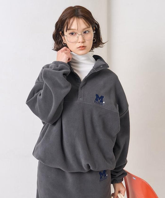 學院標誌抓絨按扣套頭衫＜可搭配成套＞