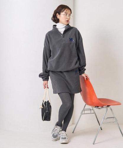 學院風標誌羊羔絨迷你裙＜可搭配套裝＞