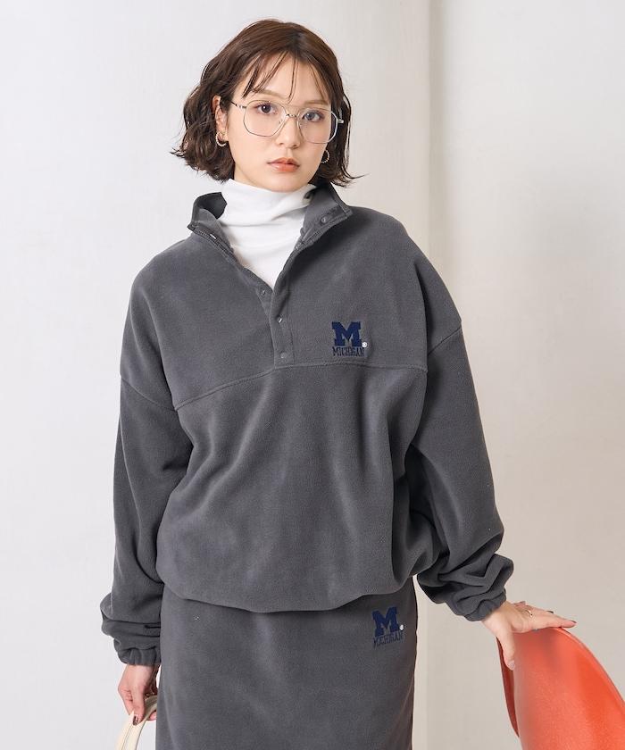 學院標誌抓絨按扣套頭衫＜可搭配成套＞