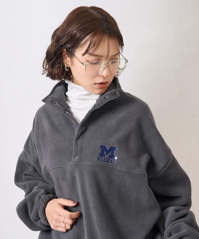 學院標誌抓絨按扣套頭衫＜可搭配成套＞