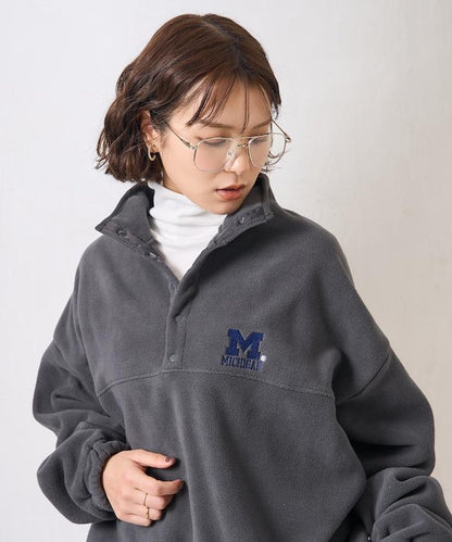 學院標誌抓絨按扣套頭衫＜可搭配成套＞