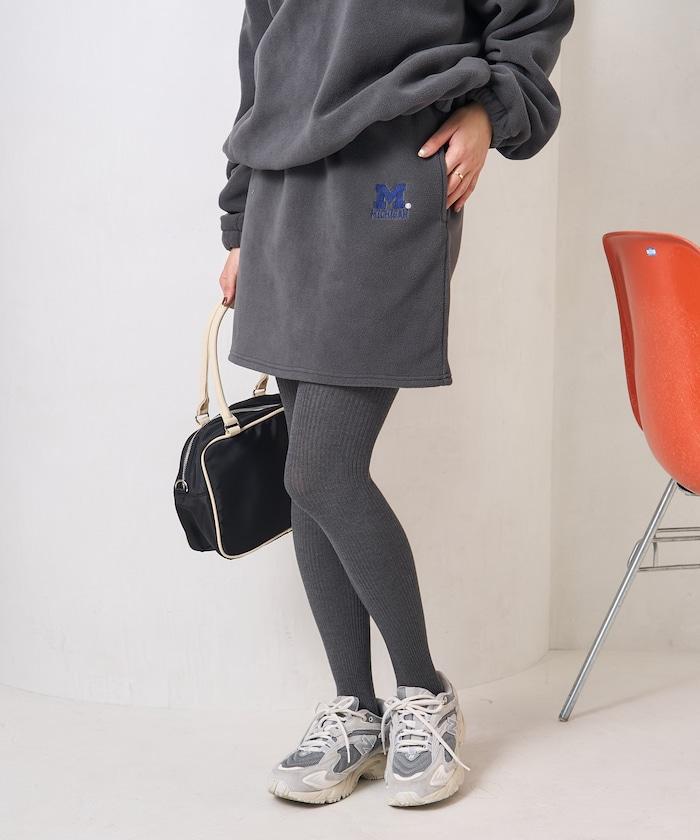 學院風標誌羊羔絨迷你裙＜可搭配套裝＞