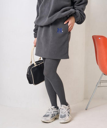 學院風標誌羊羔絨迷你裙＜可搭配套裝＞