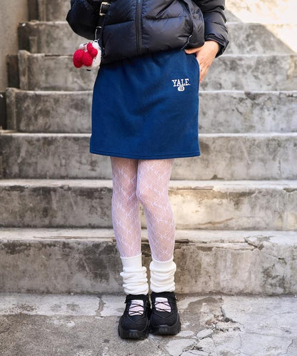 學院風標誌羊羔絨迷你裙＜可搭配套裝＞