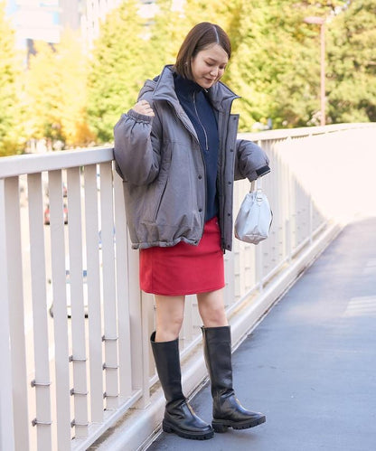 學院風標誌羊羔絨迷你裙＜可搭配套裝＞