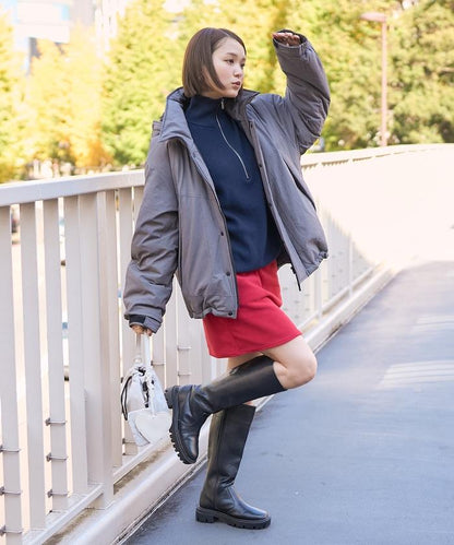 學院風標誌羊羔絨迷你裙＜可搭配套裝＞