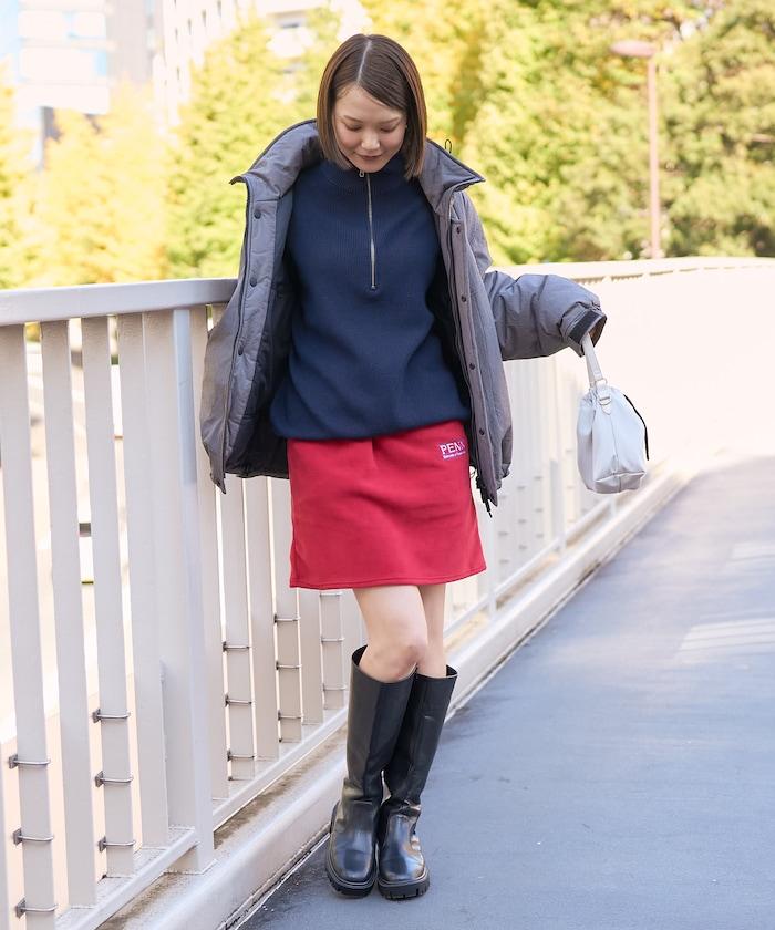 學院風標誌羊羔絨迷你裙＜可搭配套裝＞