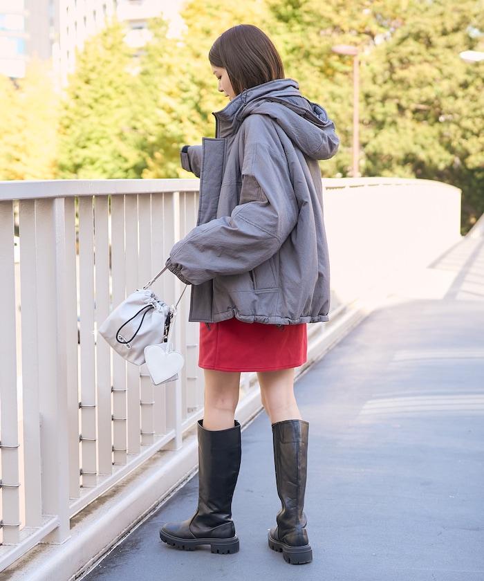 學院風標誌羊羔絨迷你裙＜可搭配套裝＞