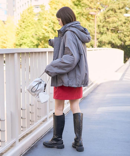 學院風標誌羊羔絨迷你裙＜可搭配套裝＞