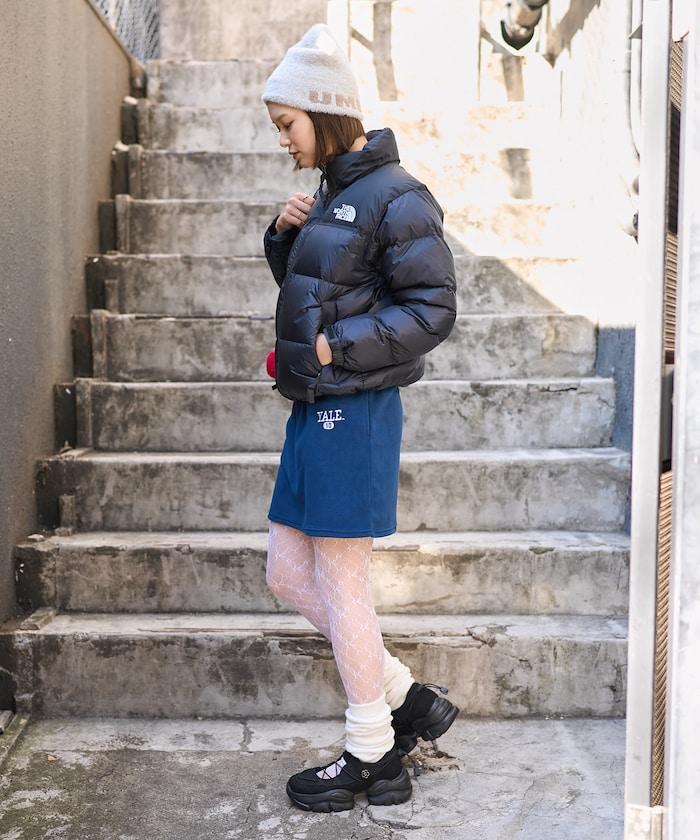 學院風標誌羊羔絨迷你裙＜可搭配套裝＞