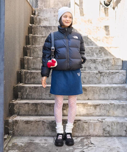 學院風標誌羊羔絨迷你裙＜可搭配套裝＞