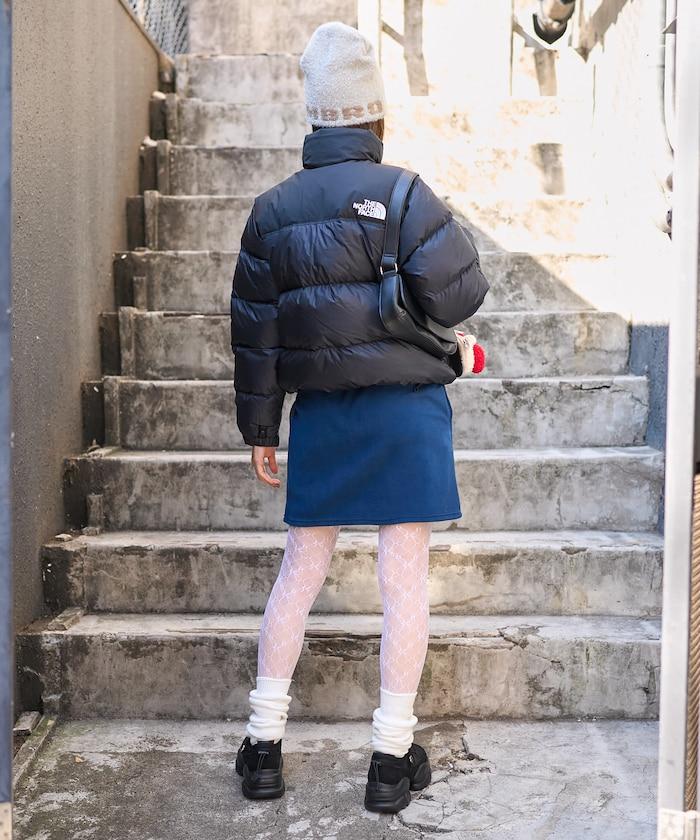 學院風標誌羊羔絨迷你裙＜可搭配套裝＞