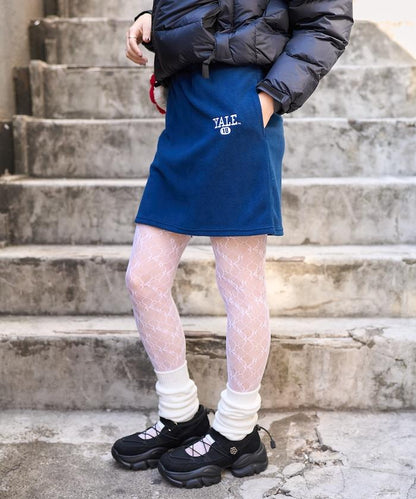 學院風標誌羊羔絨迷你裙＜可搭配套裝＞