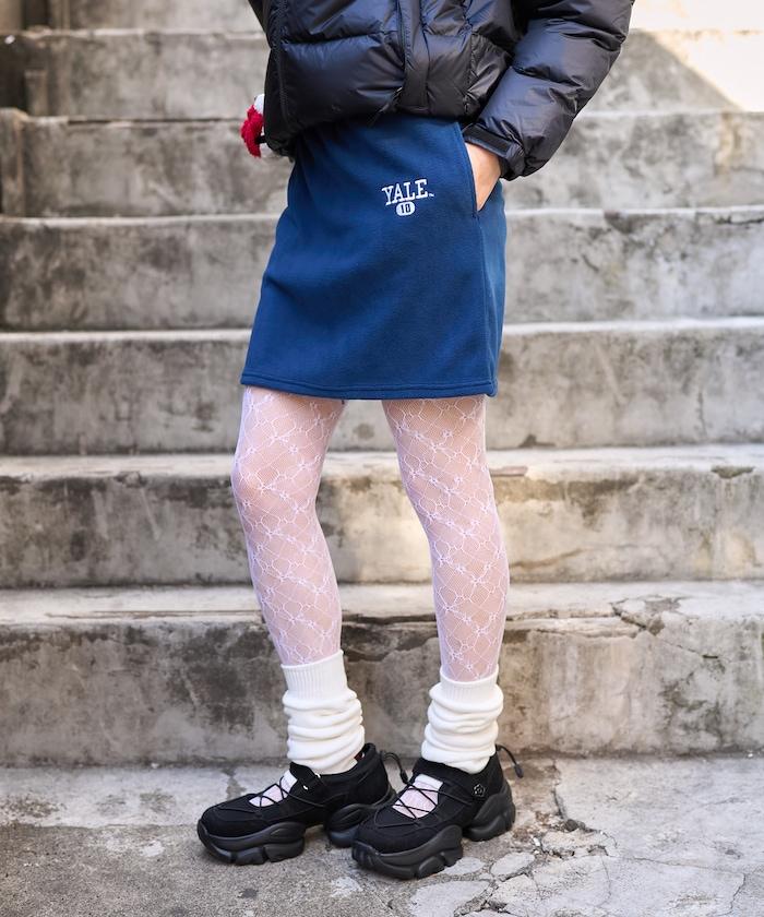 學院風標誌羊羔絨迷你裙＜可搭配套裝＞