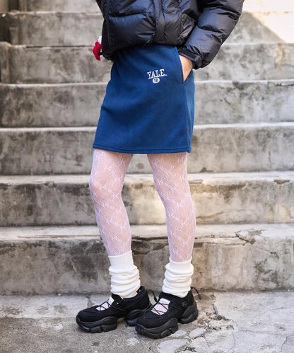 學院風標誌羊羔絨迷你裙＜可搭配套裝＞