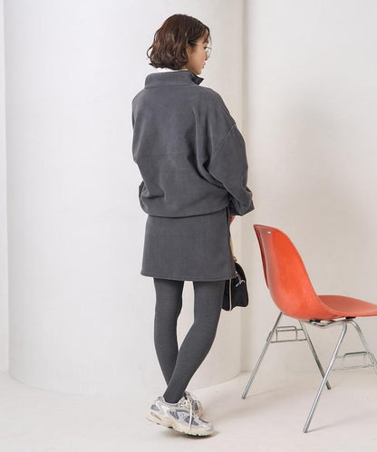 學院風標誌羊羔絨迷你裙＜可搭配套裝＞