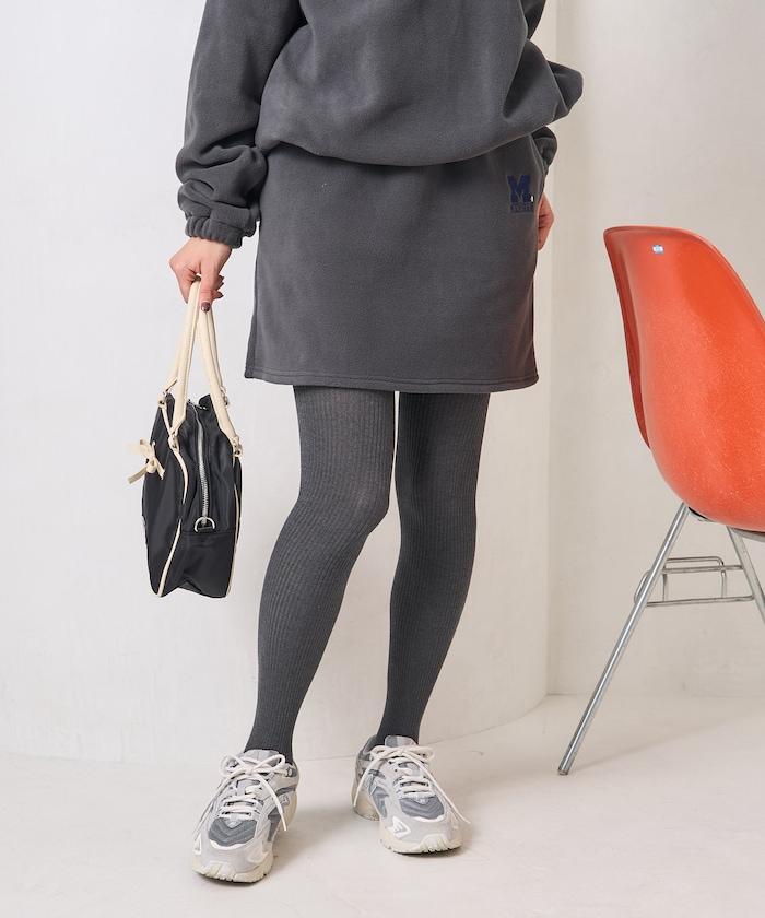 學院風標誌羊羔絨迷你裙＜可搭配套裝＞