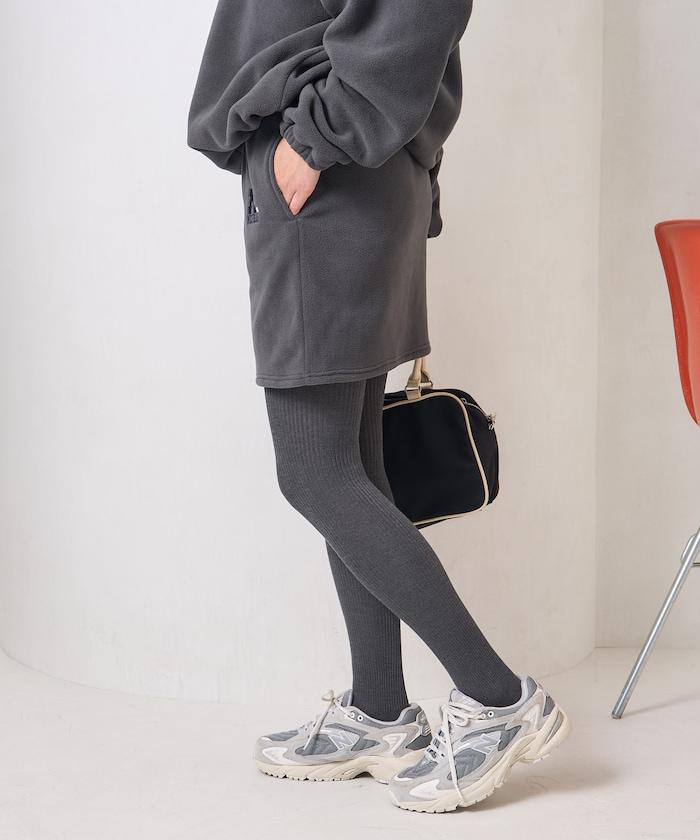 學院風標誌羊羔絨迷你裙＜可搭配套裝＞