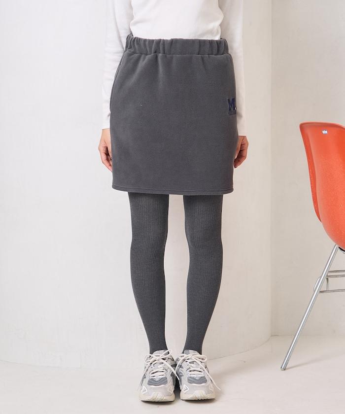 學院風標誌羊羔絨迷你裙＜可搭配套裝＞