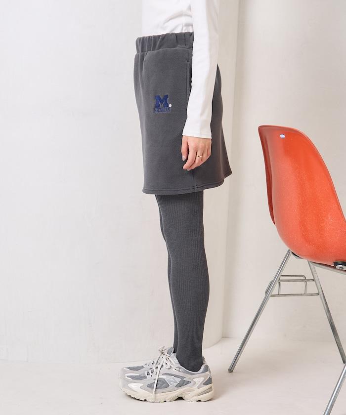 學院風標誌羊羔絨迷你裙＜可搭配套裝＞