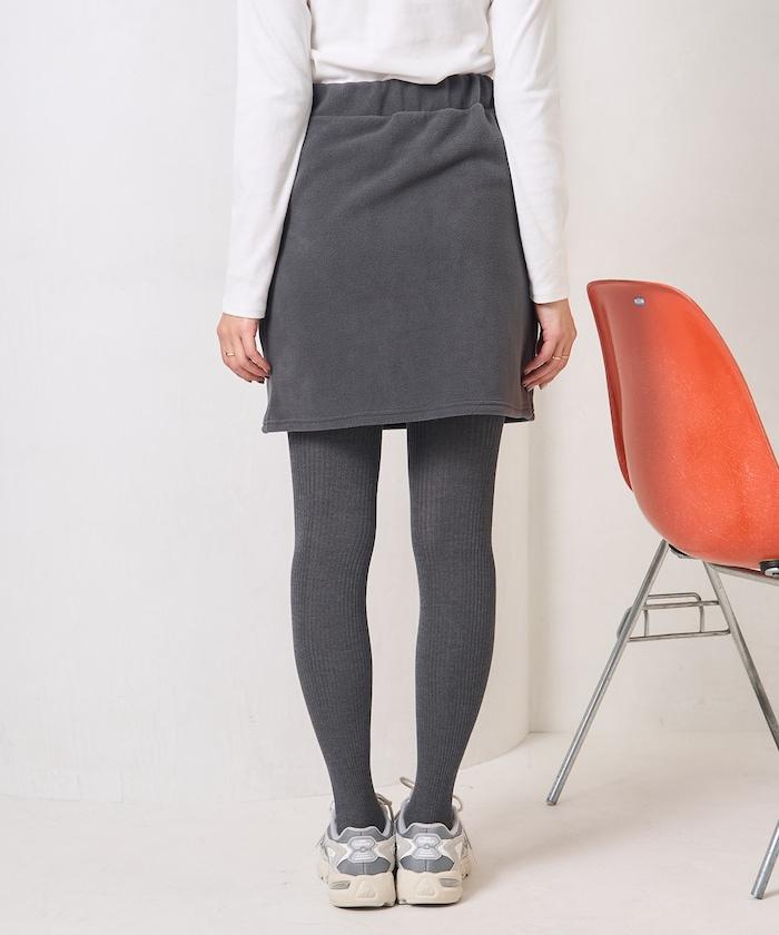 學院風標誌羊羔絨迷你裙＜可搭配套裝＞