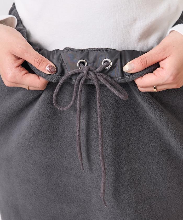 學院風標誌羊羔絨迷你裙＜可搭配套裝＞