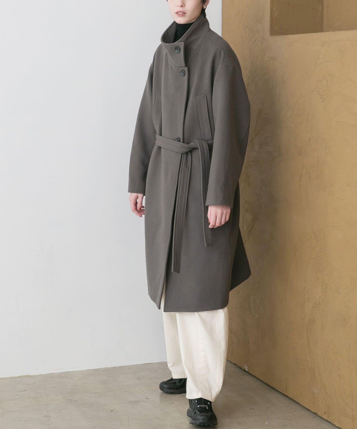 Super 100羊毛立領大衣