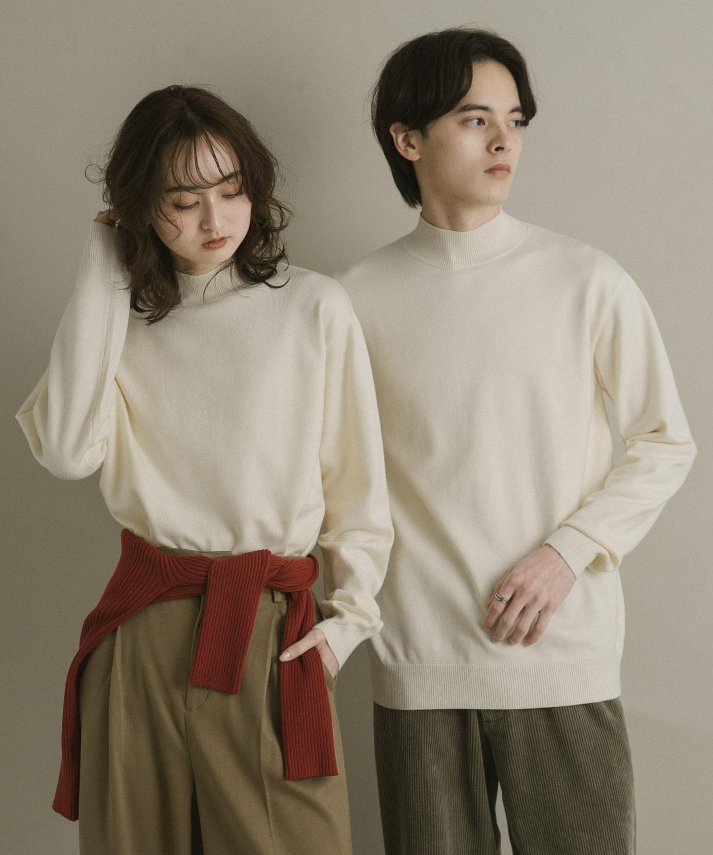 部分色 可水洗/防起球 彈力高領針織衫