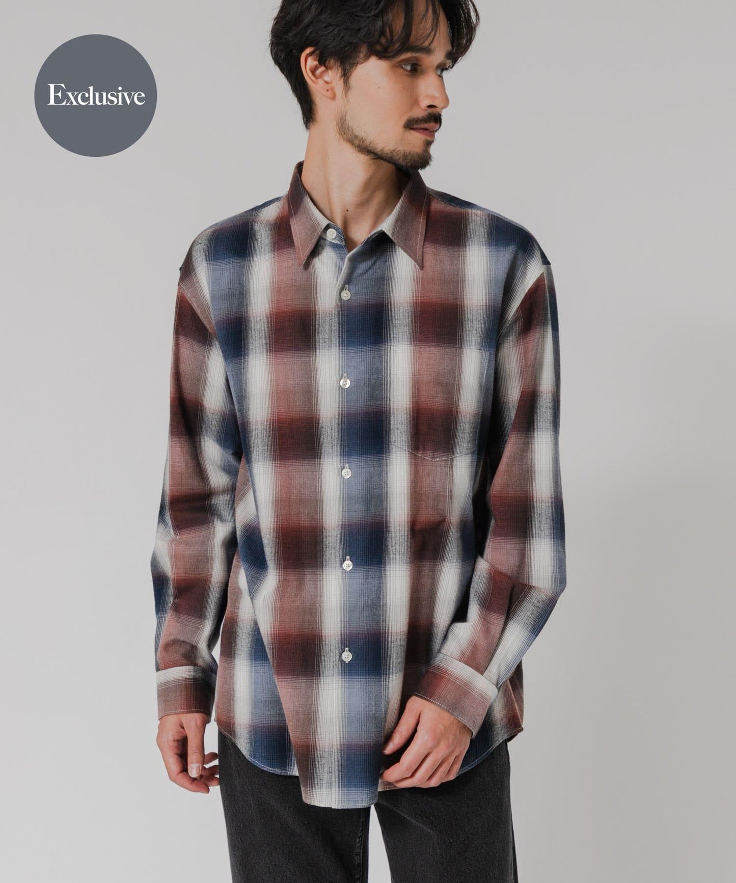 『聯名』OUTDOOR EXCHANGE×URBAN RESEARCH 長毛格紋襯衫