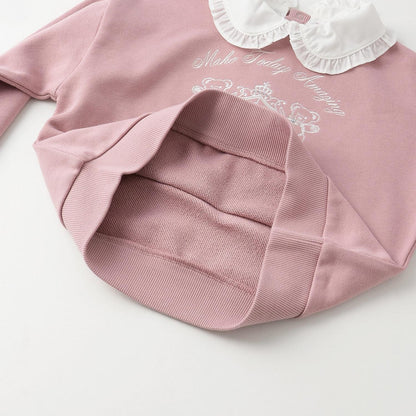 【人氣商品】【直營店無售】學院風刺繡翻領衛衣