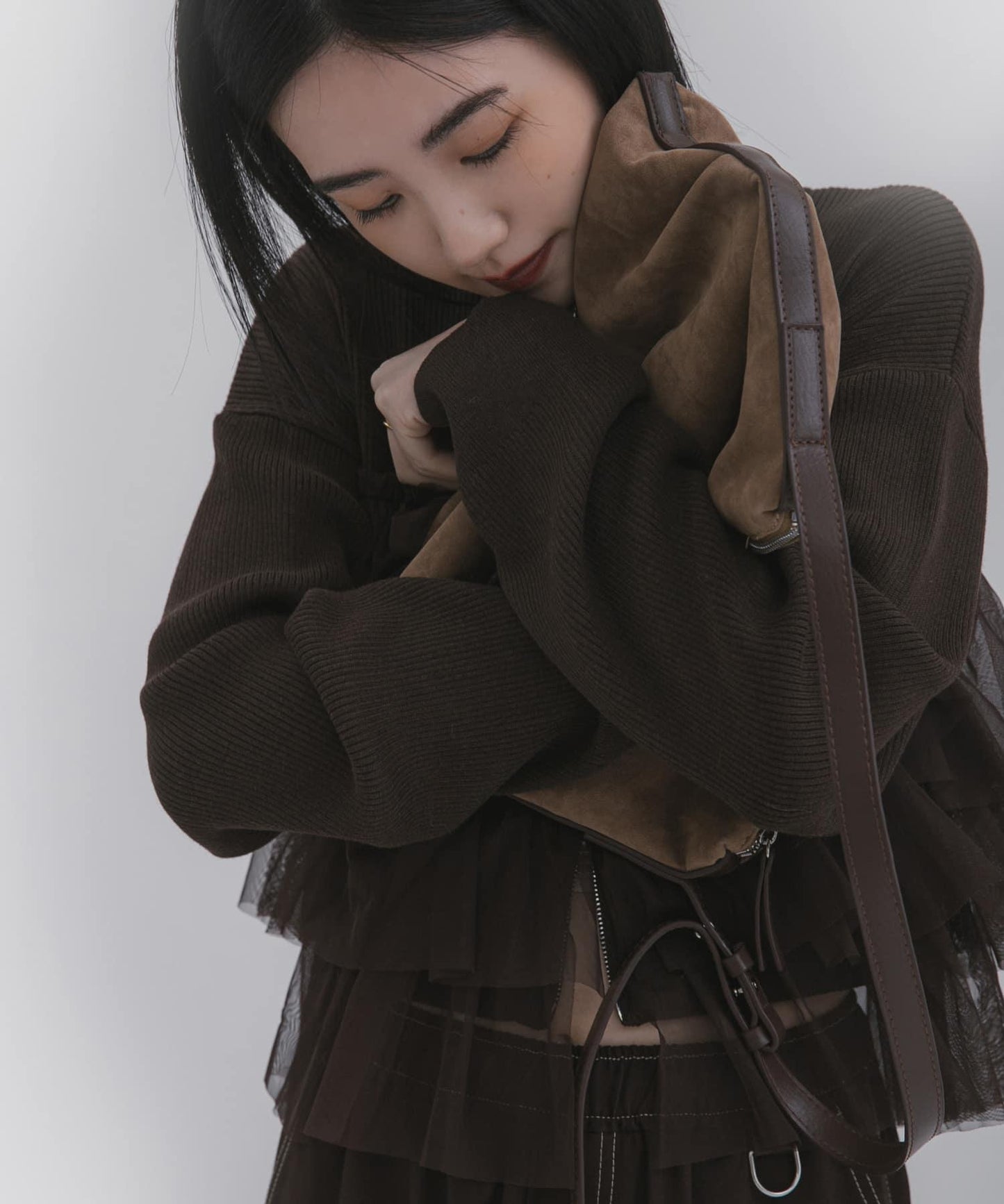 雙拉鍊荷葉邊針織開衫