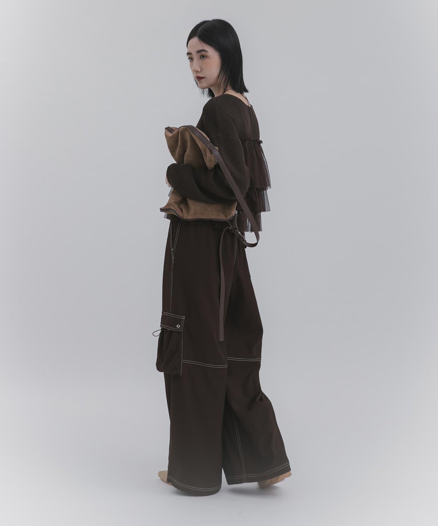 雙拉鍊荷葉邊針織開衫