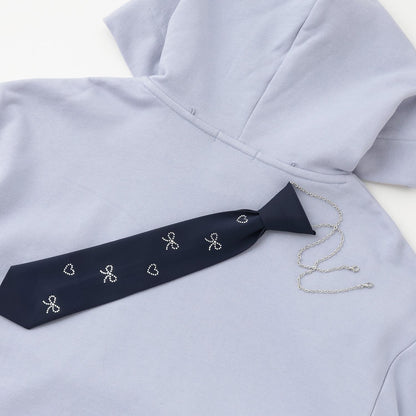 配飾領帶連帽寬鬆衛衣