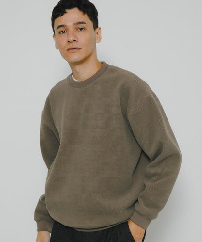 加絨華夫格寬鬆休閒套頭衫