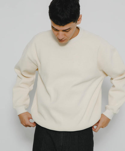 加絨華夫格寬鬆休閒套頭衫