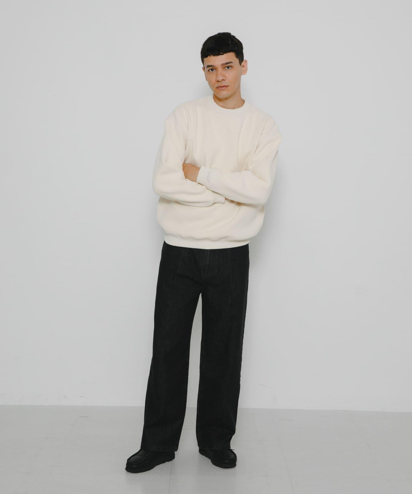 加絨華夫格寬鬆休閒套頭衫