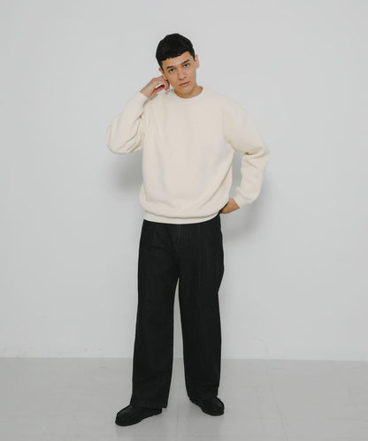 加絨華夫格寬鬆休閒套頭衫