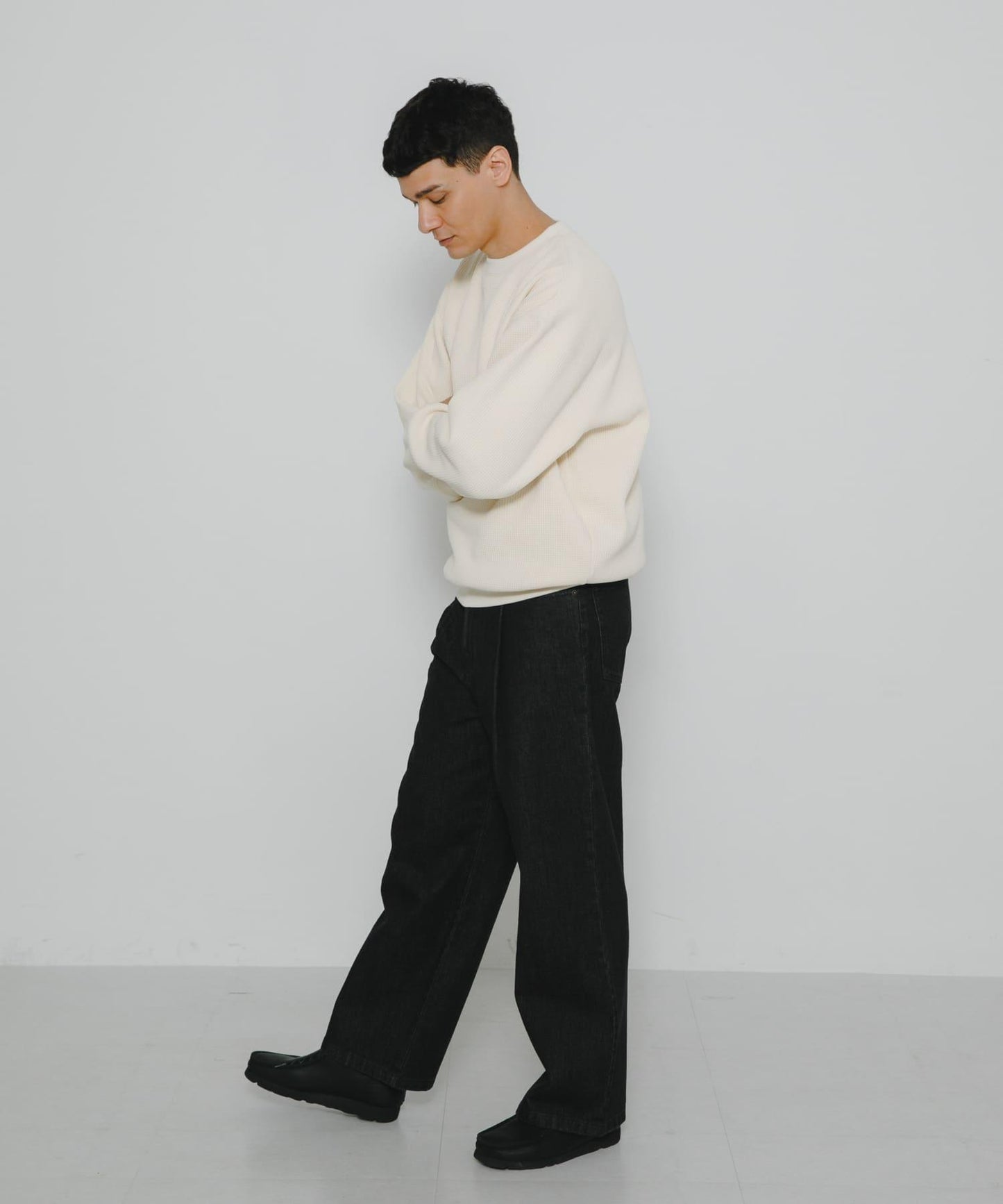 加絨華夫格寬鬆休閒套頭衫