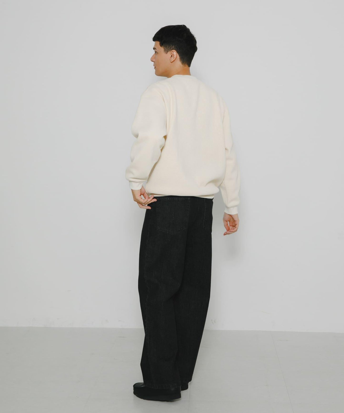 加絨華夫格寬鬆休閒套頭衫