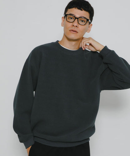 加絨華夫格寬鬆休閒套頭衫