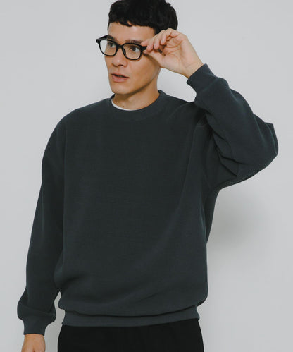 加絨華夫格寬鬆休閒套頭衫