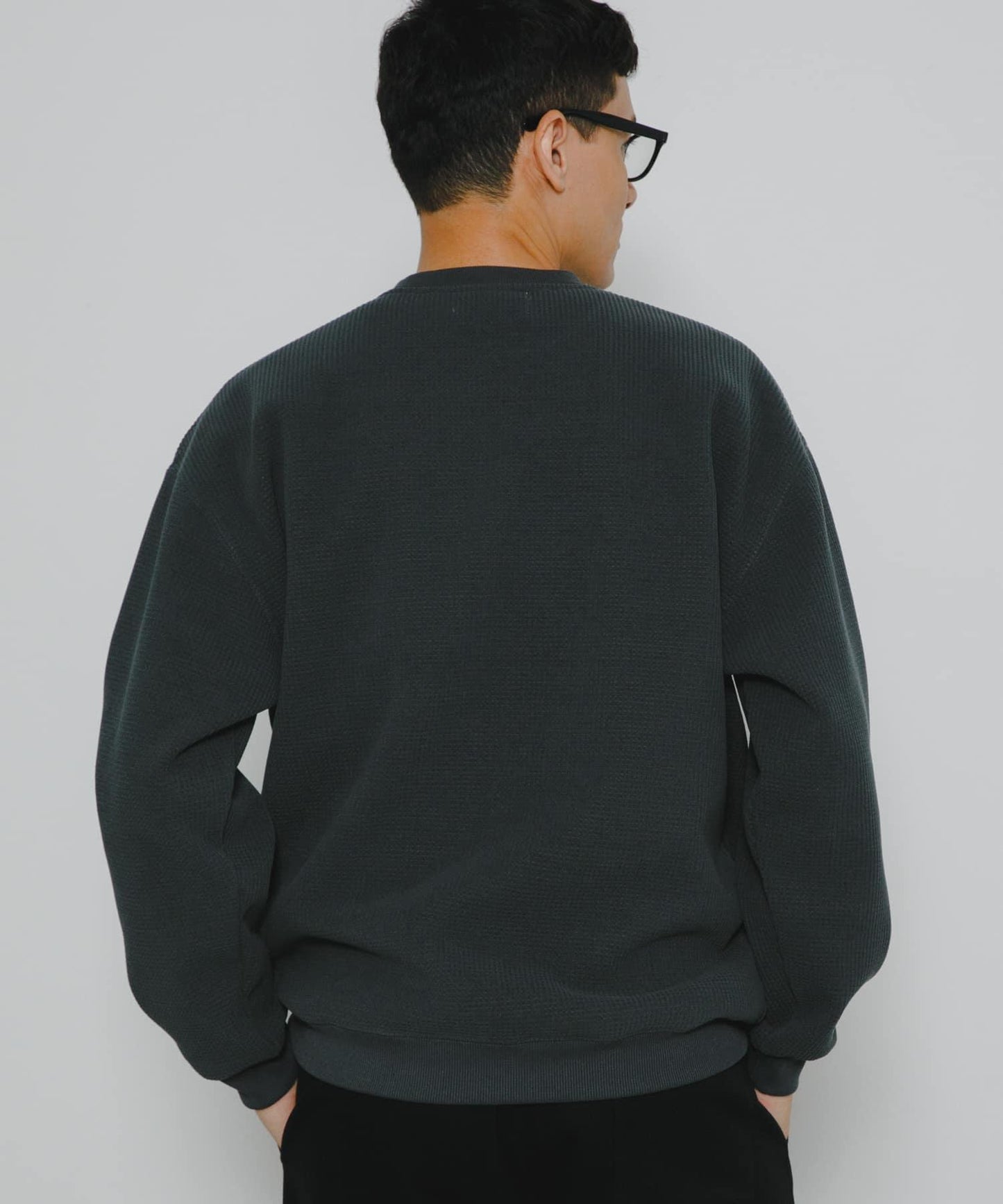 加絨華夫格寬鬆休閒套頭衫