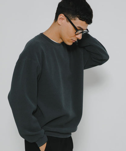 加絨華夫格寬鬆休閒套頭衫