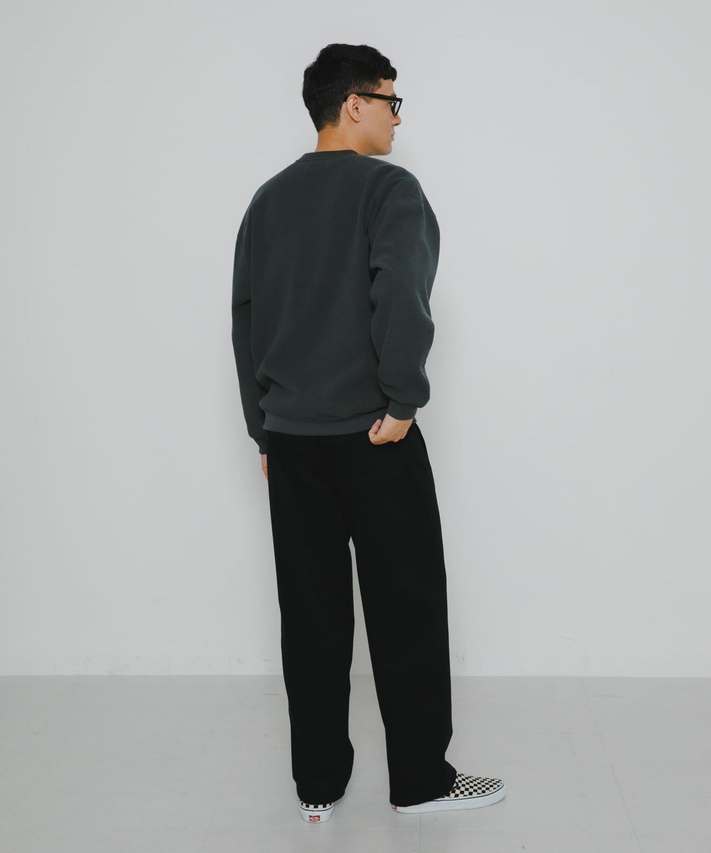 加絨華夫格寬鬆休閒套頭衫