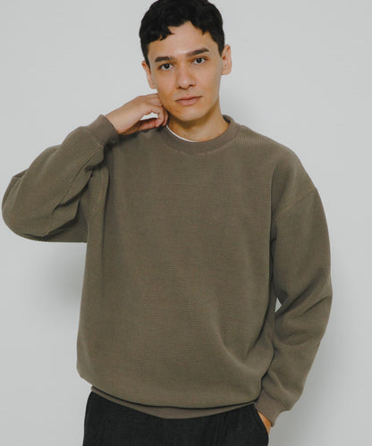 加絨華夫格寬鬆休閒套頭衫