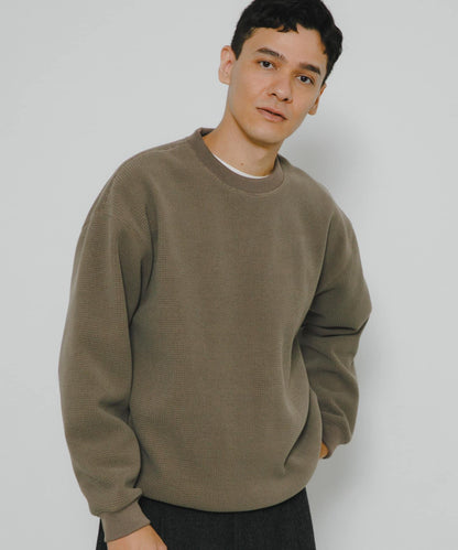 加絨華夫格寬鬆休閒套頭衫